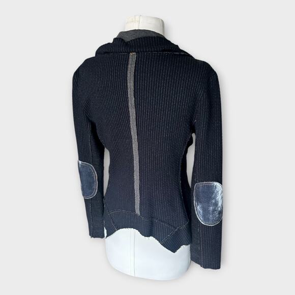 Aratta Silent Journey Drapey Asymmetrical Wrap Cardigan Navy Blue S Edgy Boho - Picture 9 of 11